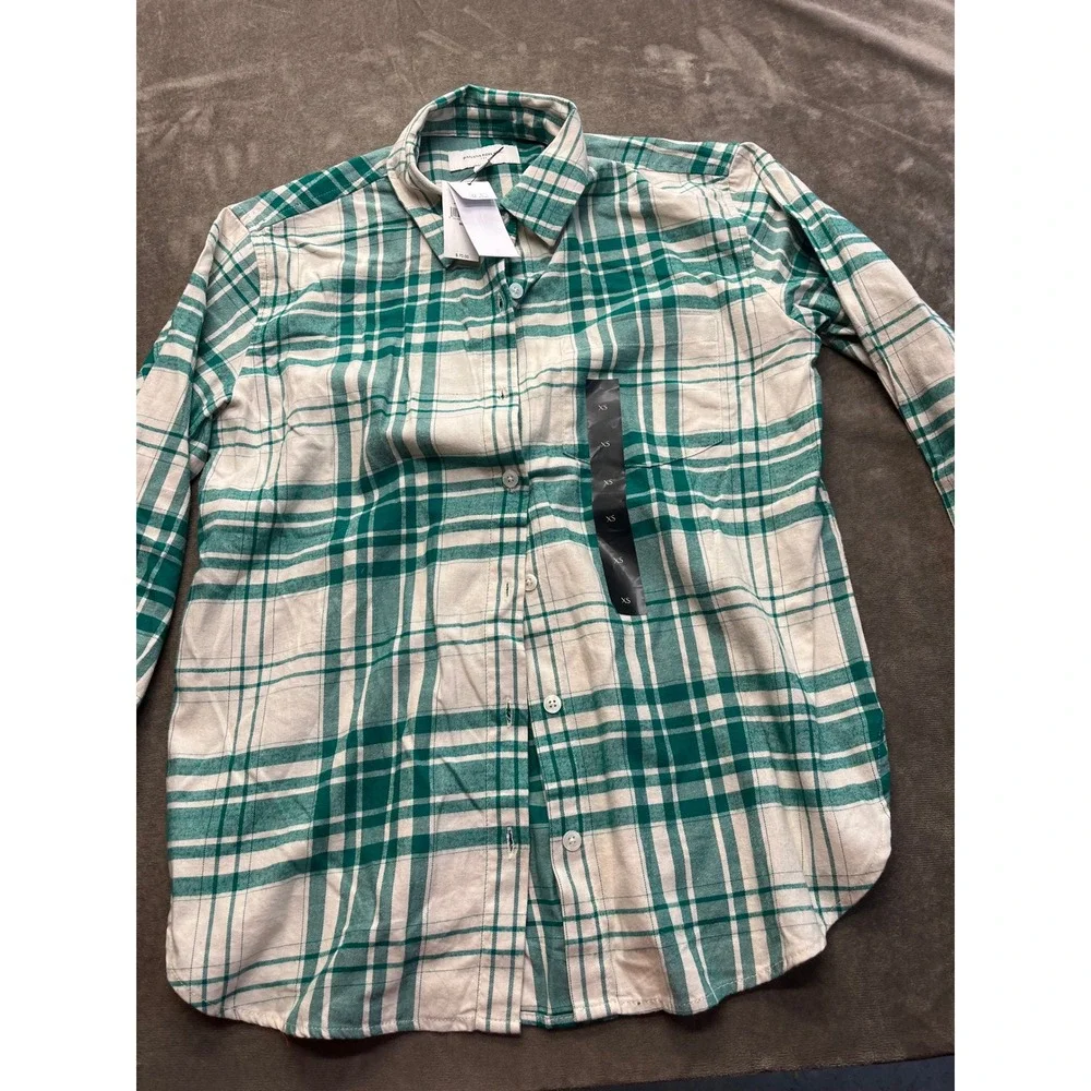 Banana Republic Mens Green White Plaid Button Down‎ Shirt XS NWT 595232-00-1